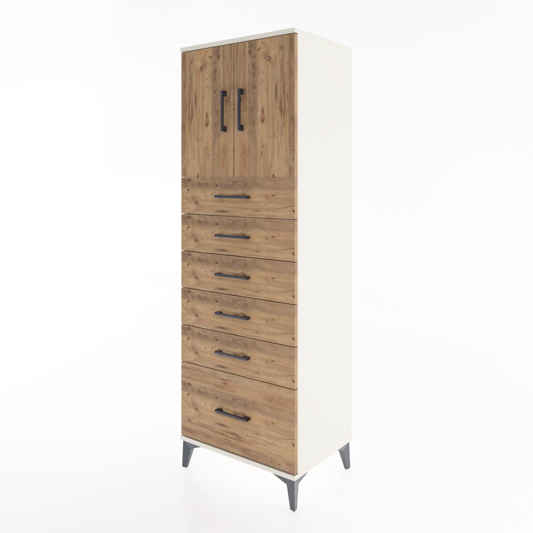 Woodntry Modular Cabinet Moonstone 60x44x170 cm with Doors and Drawers KC11-1