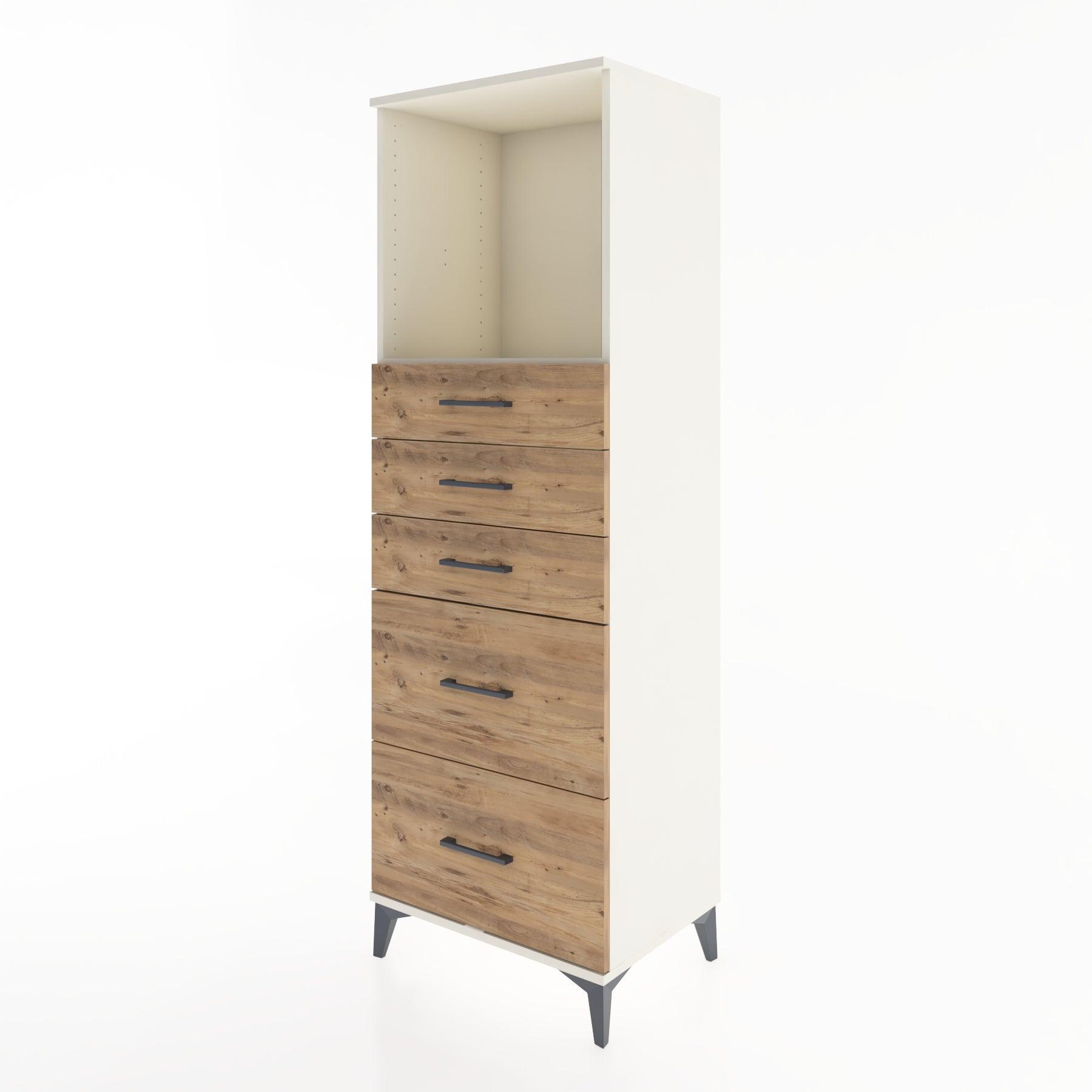 Woodntry Modular Cabinet Moonstone 60x44x170 cm with Drawers and Shelves CR45-1