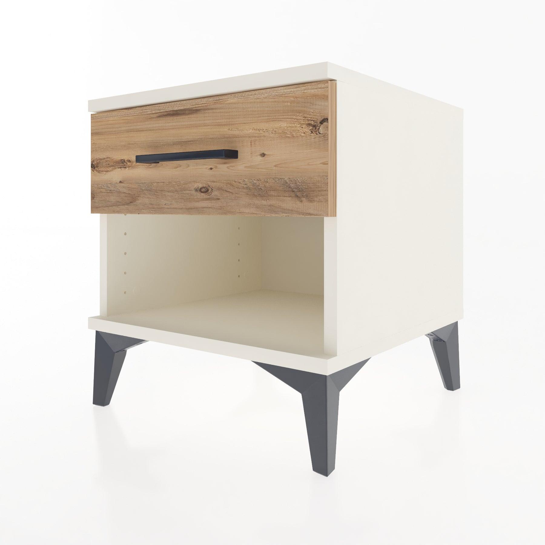 Woodntry Modular Nightstand Moonstone 44x44x36 cm with Drawer and Shelf CR1-1