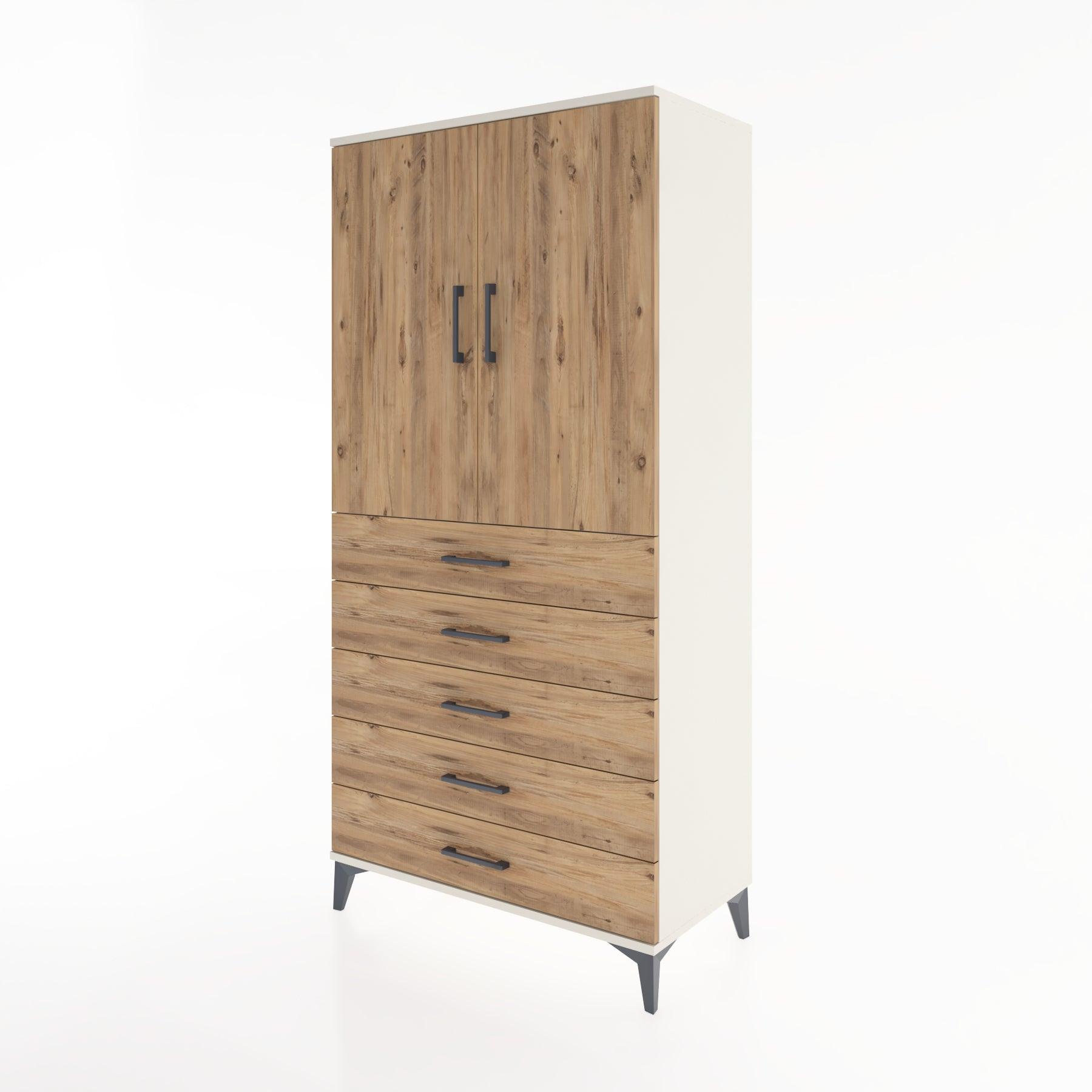 Woodntry Modular Cabinet Moonstone 88x44x170 cm with Doors and Drawers KC4-1