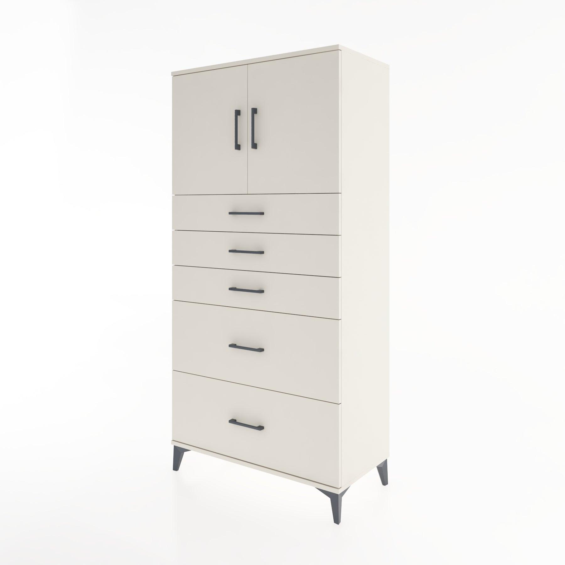 Woodntry Modular Cabinet Moonstone 88x44x170 cm with Doors and Drawers KC18-1