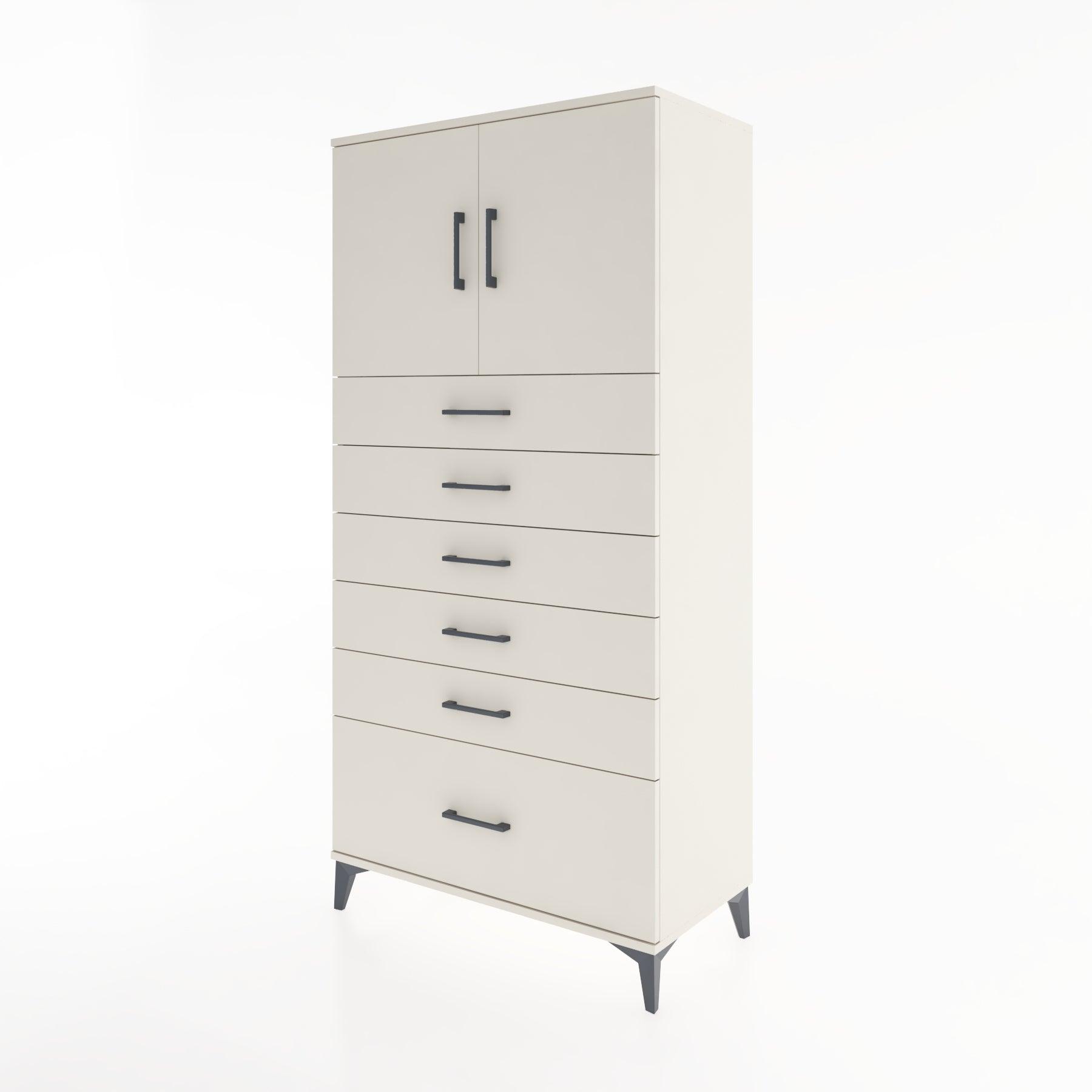 Woodntry Modular Cabinet Moonstone 88x44x170 cm with Doors and Drawers KC11-1