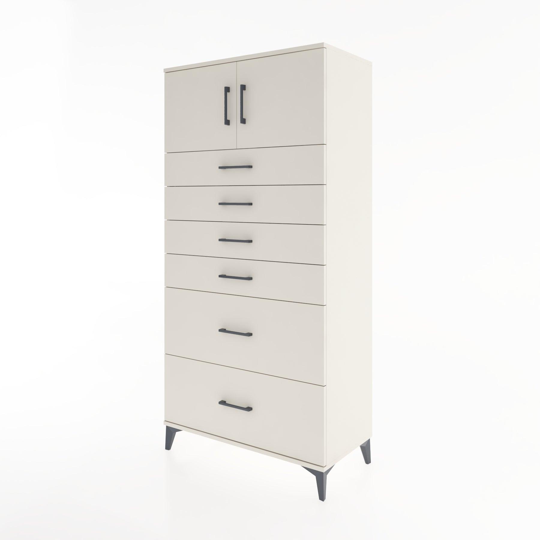 Woodntry Modular Cabinet Moonstone 88x44x170 cm with Doors and Drawers KC17-1