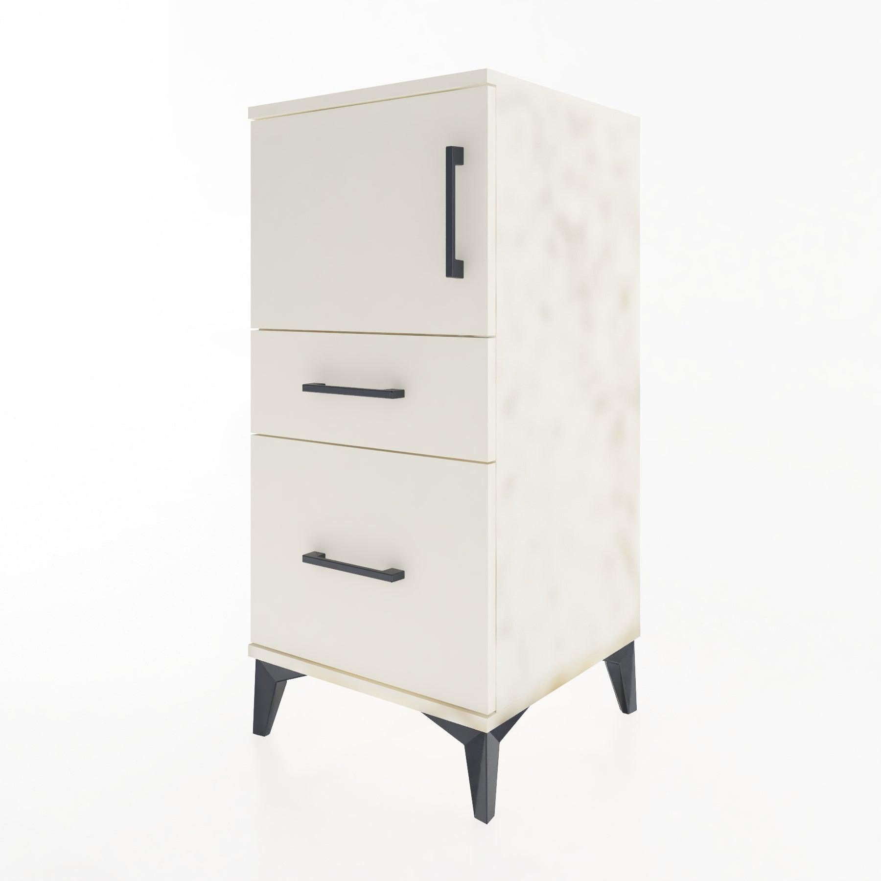 Woodntry Modular Nightstand Moonstone 44x44x84 cm with Cover and Drawer KC45-1