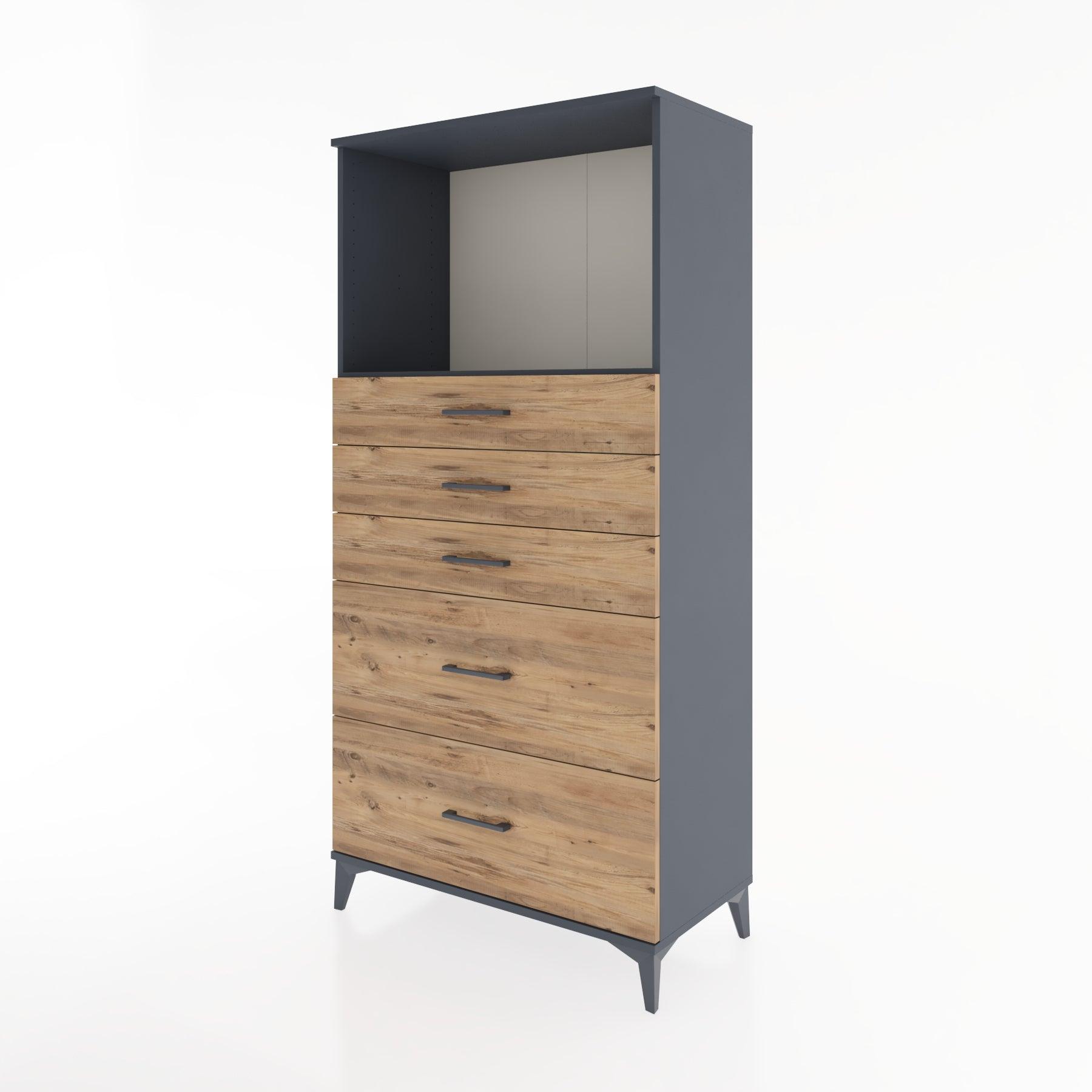 Woodntry Modular Cabinet Anthracite 88x44x170 cm with Drawers and Shelves CR46-2