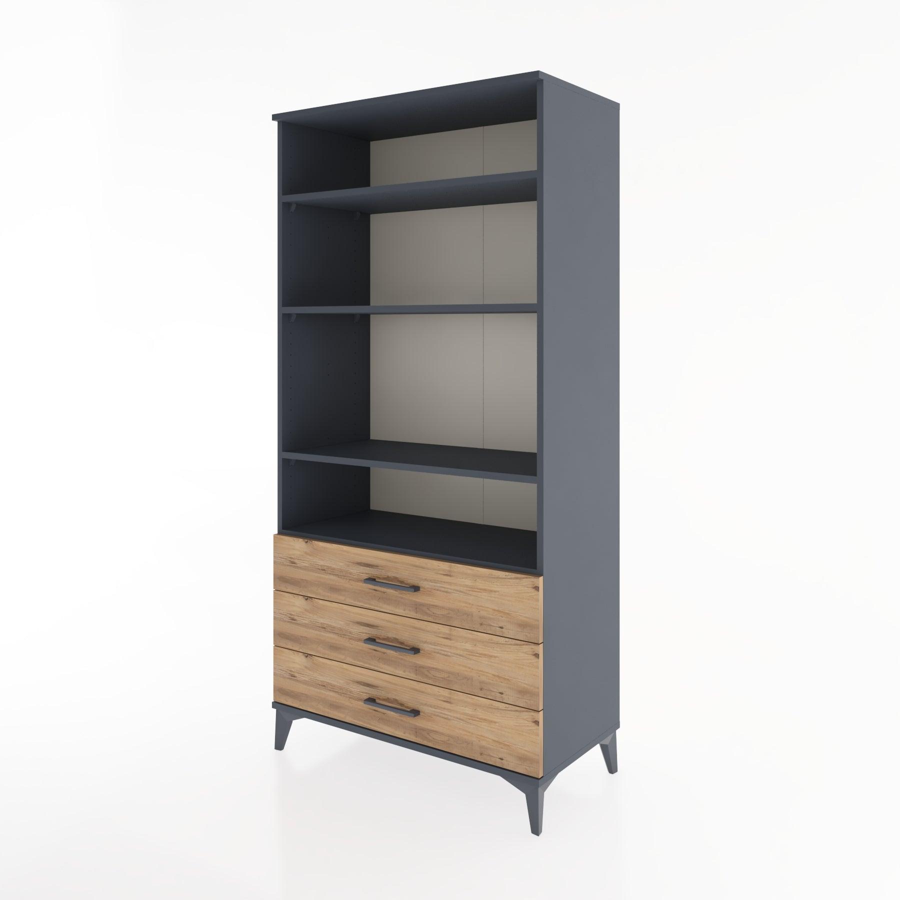 Woodntry Modular Cabinet Anthracite 88x44x170 cm with Drawers and Shelves CR37-2