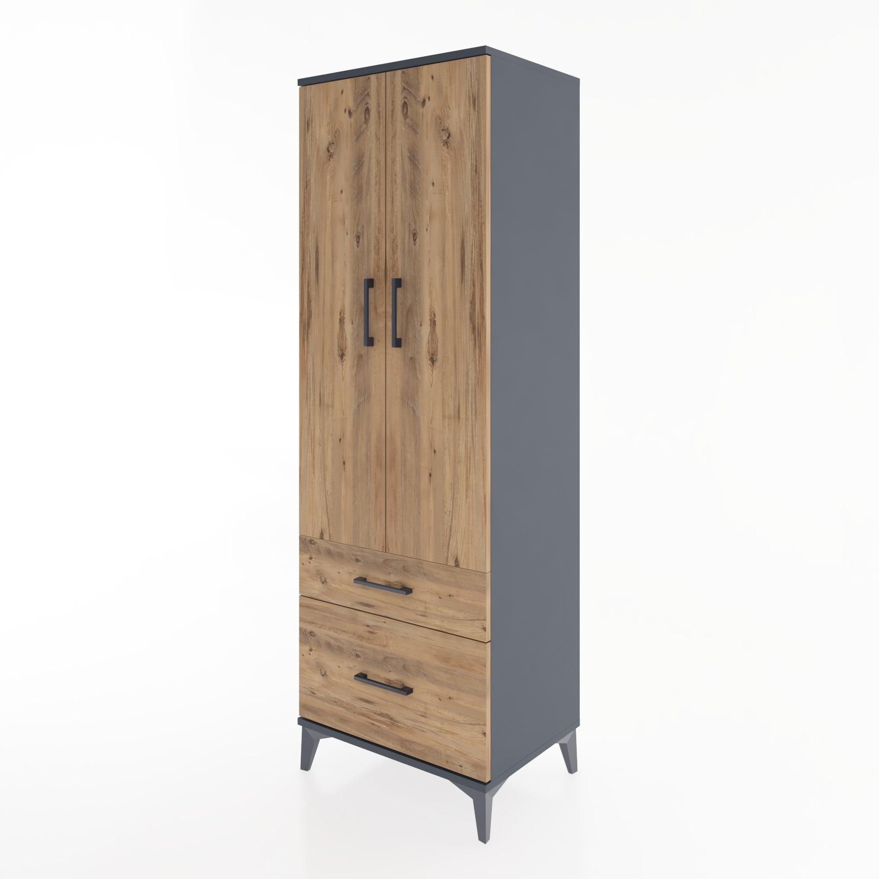 Woodntry Modular Cabinet Anthracite 60x44x170 cm with Doors and Drawers KC15-2