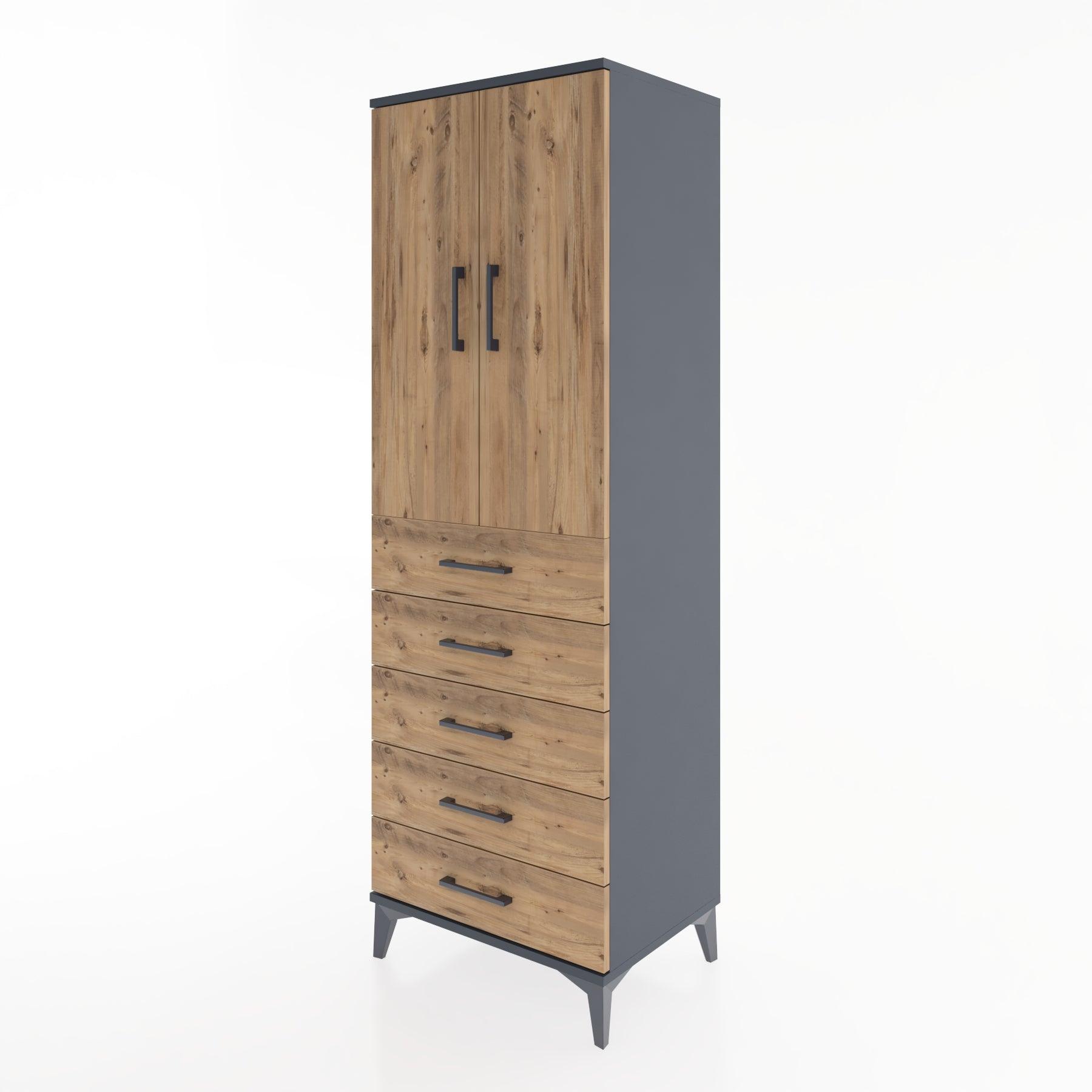 Woodntry Modular Cabinet Anthracite 60x44x170 cm with Doors and Drawers KC26-2