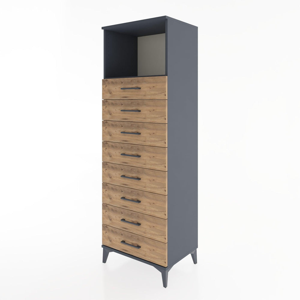 Woodntry Modüler Dolap Antrasit 60x44x170 cm Çekmeceli ve Raflı CR32-2