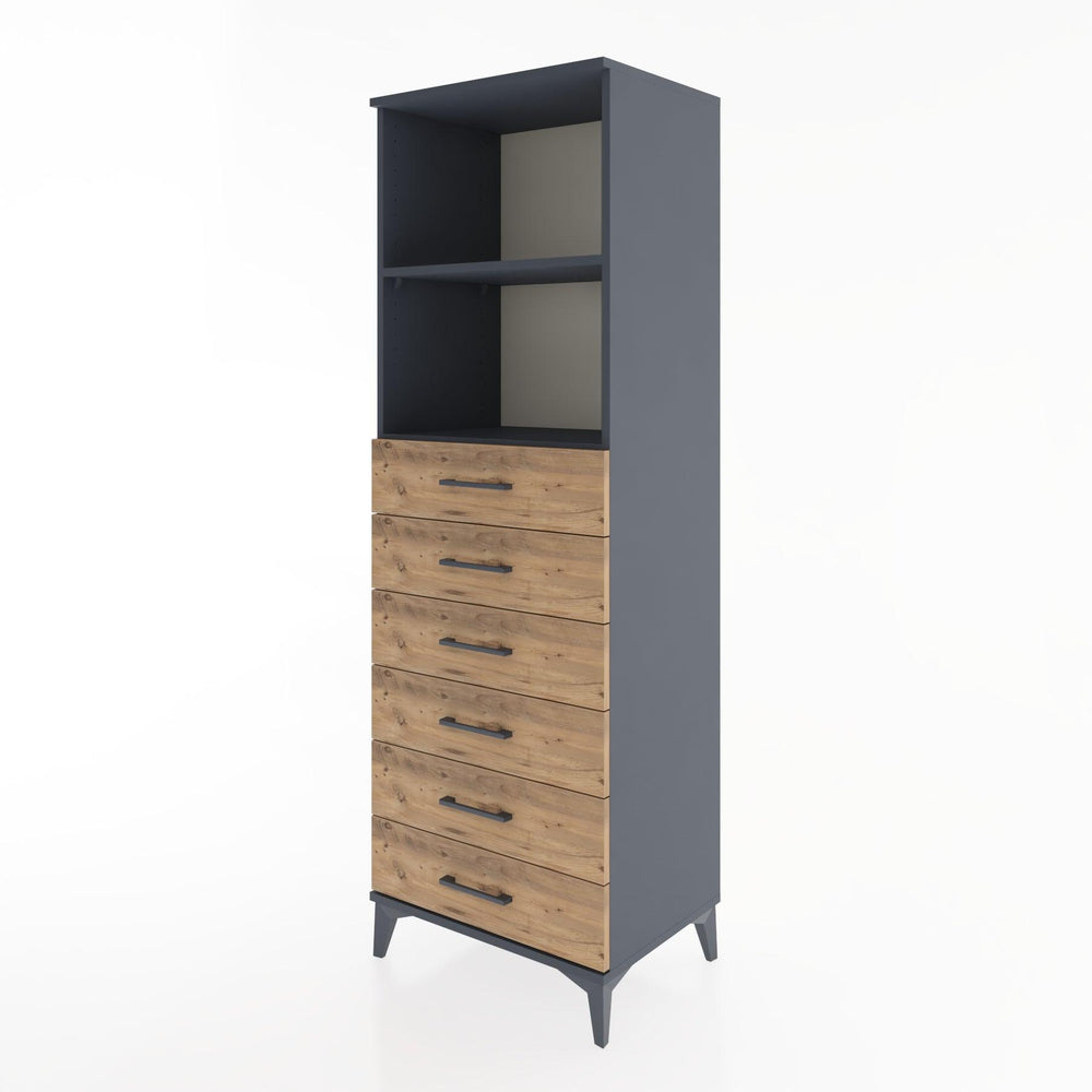 Woodntry Modüler Dolap Antrasit 60x44x170 cm Çekmeceli ve Raflı CR34-2