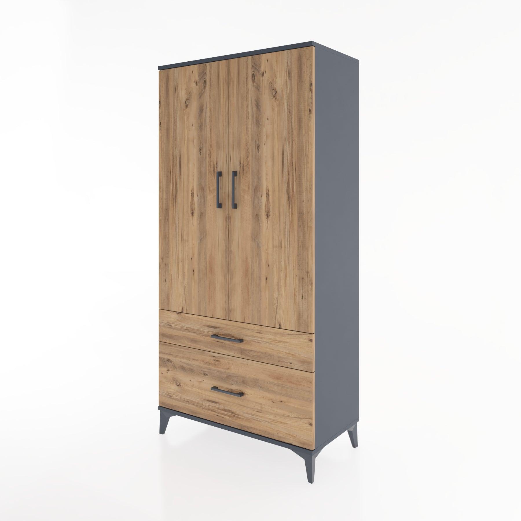Woodntry Modular Cabinet Anthracite 88x44x170 cm with Doors and Drawers KC15-2