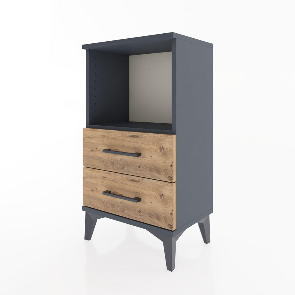 Woodntry Modüler Komodin 2 Çekmece ve Raflı V2 44x30x68 cm Antrasit - Woodntry