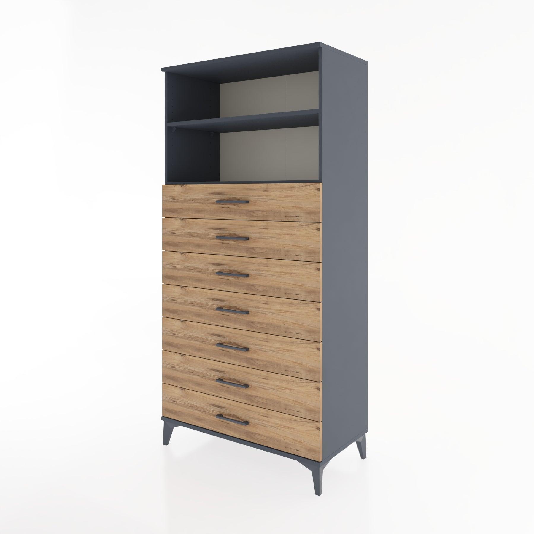 Woodntry Modular Cabinet Anthracite 88x44x170 cm with Drawers and Shelves CR33-2