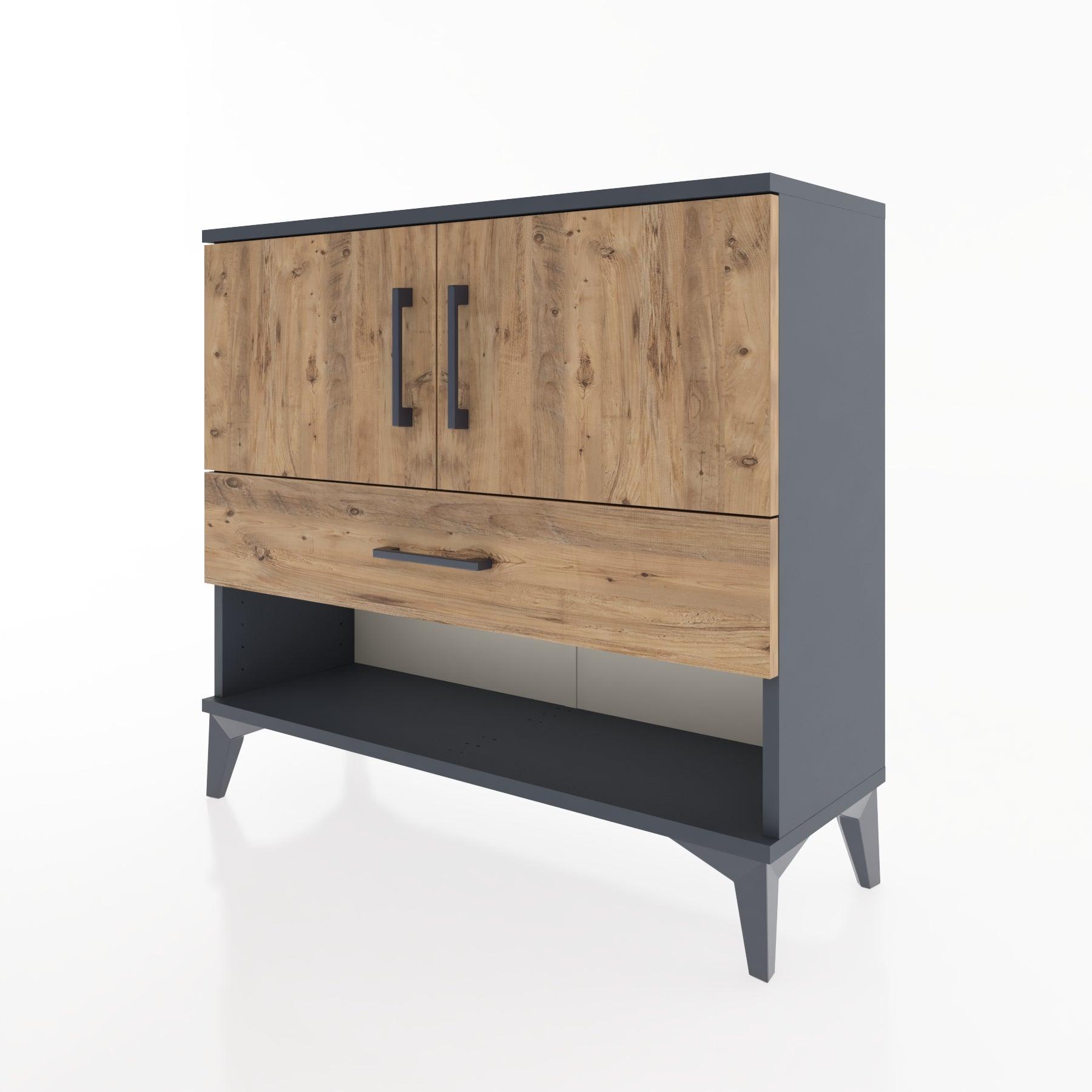 Woodntry Modüler Şifonyer Kapak ve Çekmeceli V4 88x30x68 cm Antrasit - Woodntry