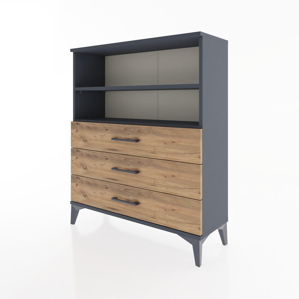 Woodntry Modüler Şifonyer Antrasit 88x30x94 cm Çekmeceli ve Raflı CR18-2