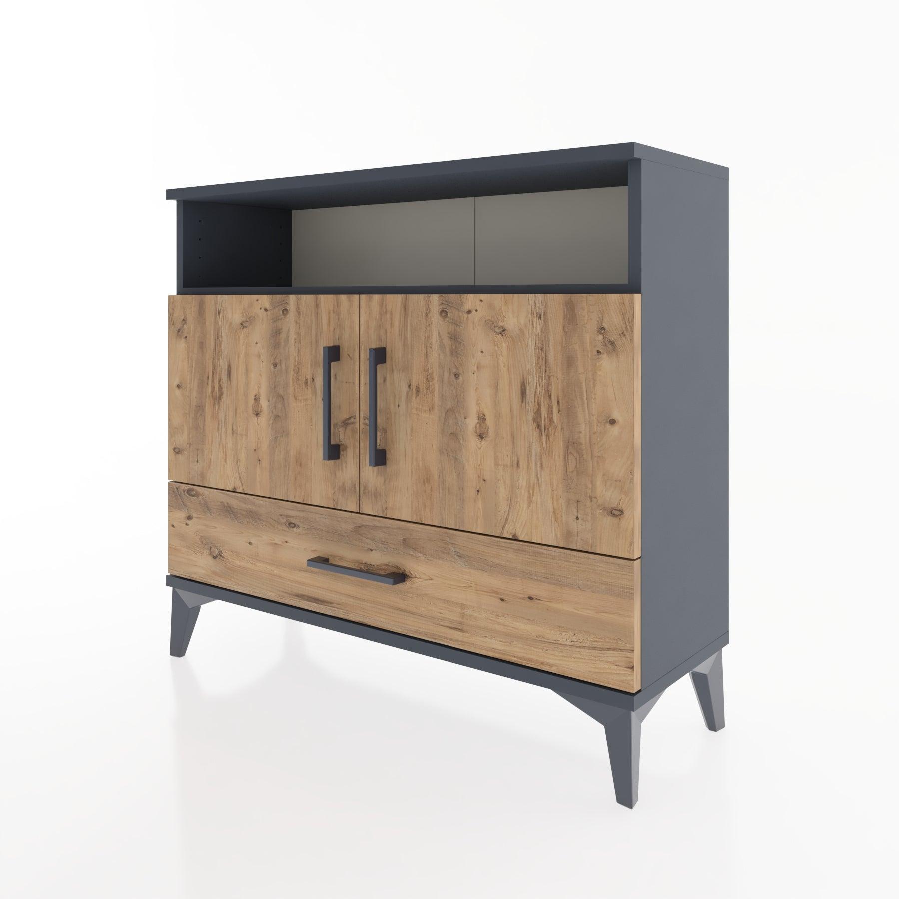 Woodntry Modüler Şifonyer Raf Kapak Çekmeceli 88x30x68 cm Antrasit - Woodntry