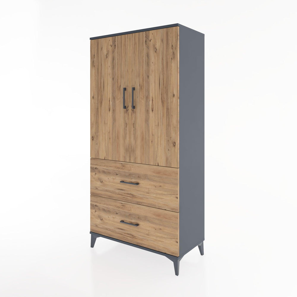 Woodntry Modüler Dolap Antrasit 88x44x170 cm Kapaklı ve Çekmeceli KC21-2