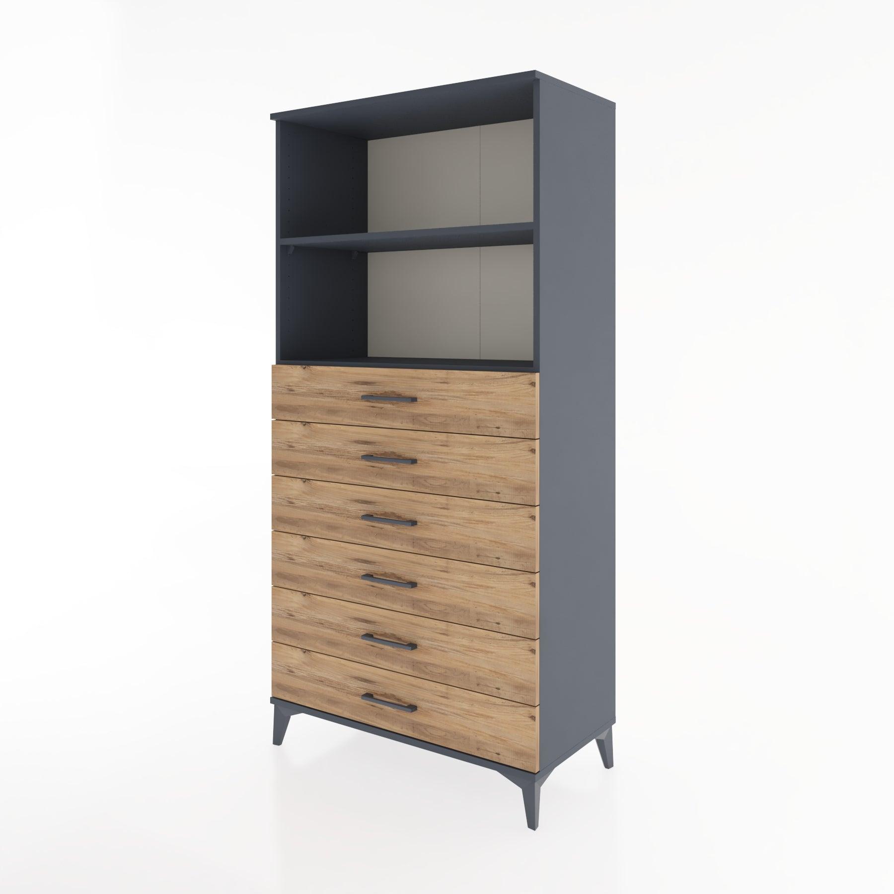 Woodntry Modular Cabinet Anthracite 88x44x170 cm with Drawers and Shelves CR34-2