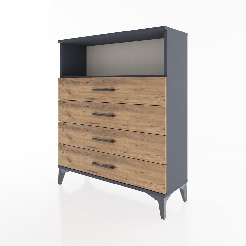 Woodntry Modüler Şifonyer Antrasit 88x30x94 cm Çekmeceli ve Raflı CR19-2