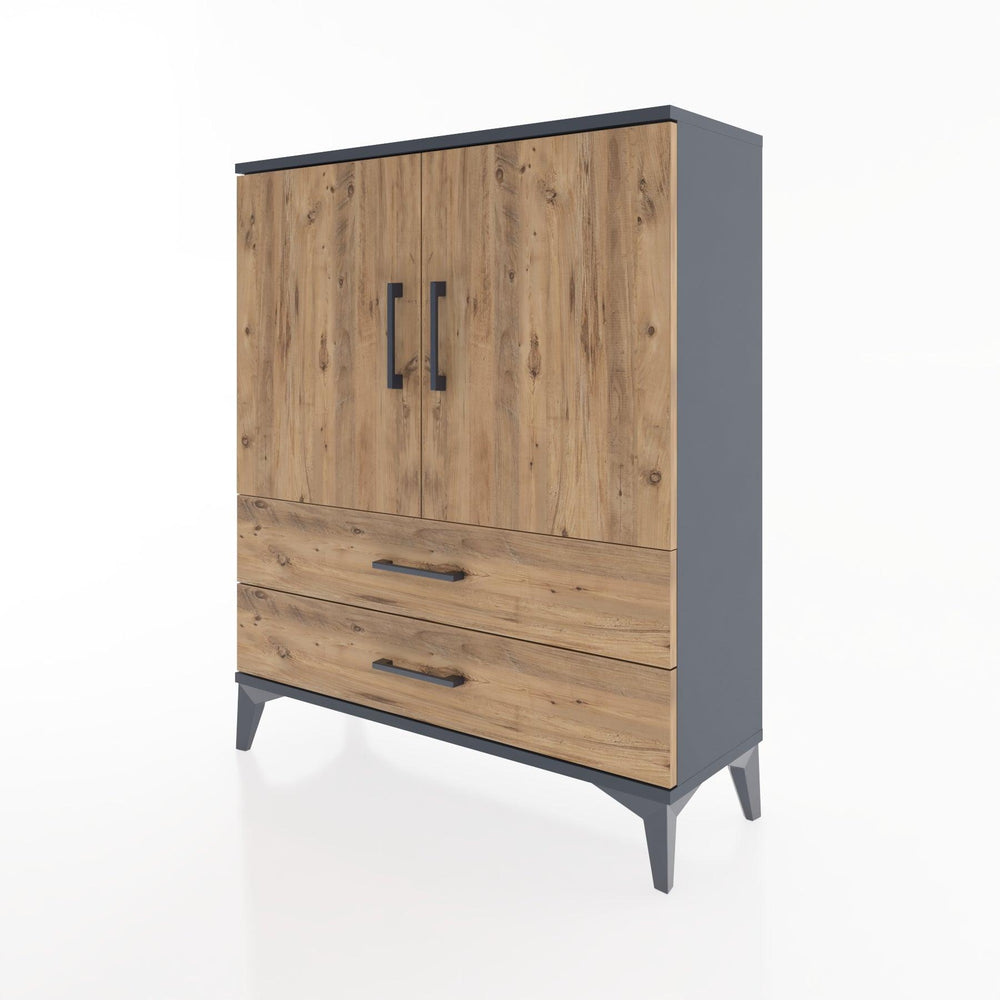 Woodntry Modüler Şifonyer Antrasit 88x30x94 cm Kapaklı ve Çekmeceli KC6-2