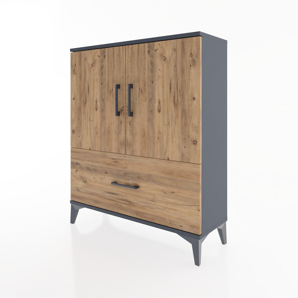 Woodntry Modüler Şifonyer Antrasit 88x30x94 cm Kapaklı ve Çekmeceli KC10-2