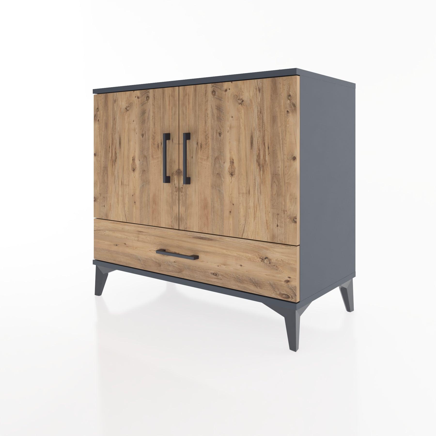 Woodntry Modüler Şifonyer Antrasit 88x44x68 cm Kapaklı ve Çekmeceli KC1-2