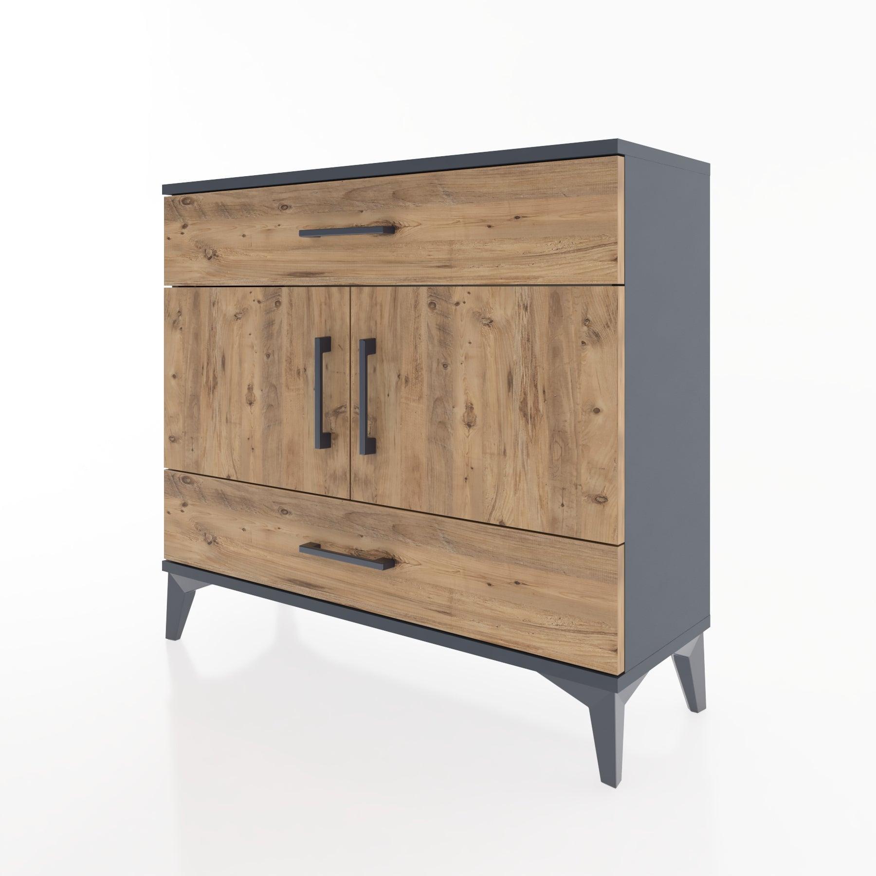 Woodntry Modüler Şifonyer Çekmece ve Kapaklı T2 88x30x94 cm Antrasit - Woodntry