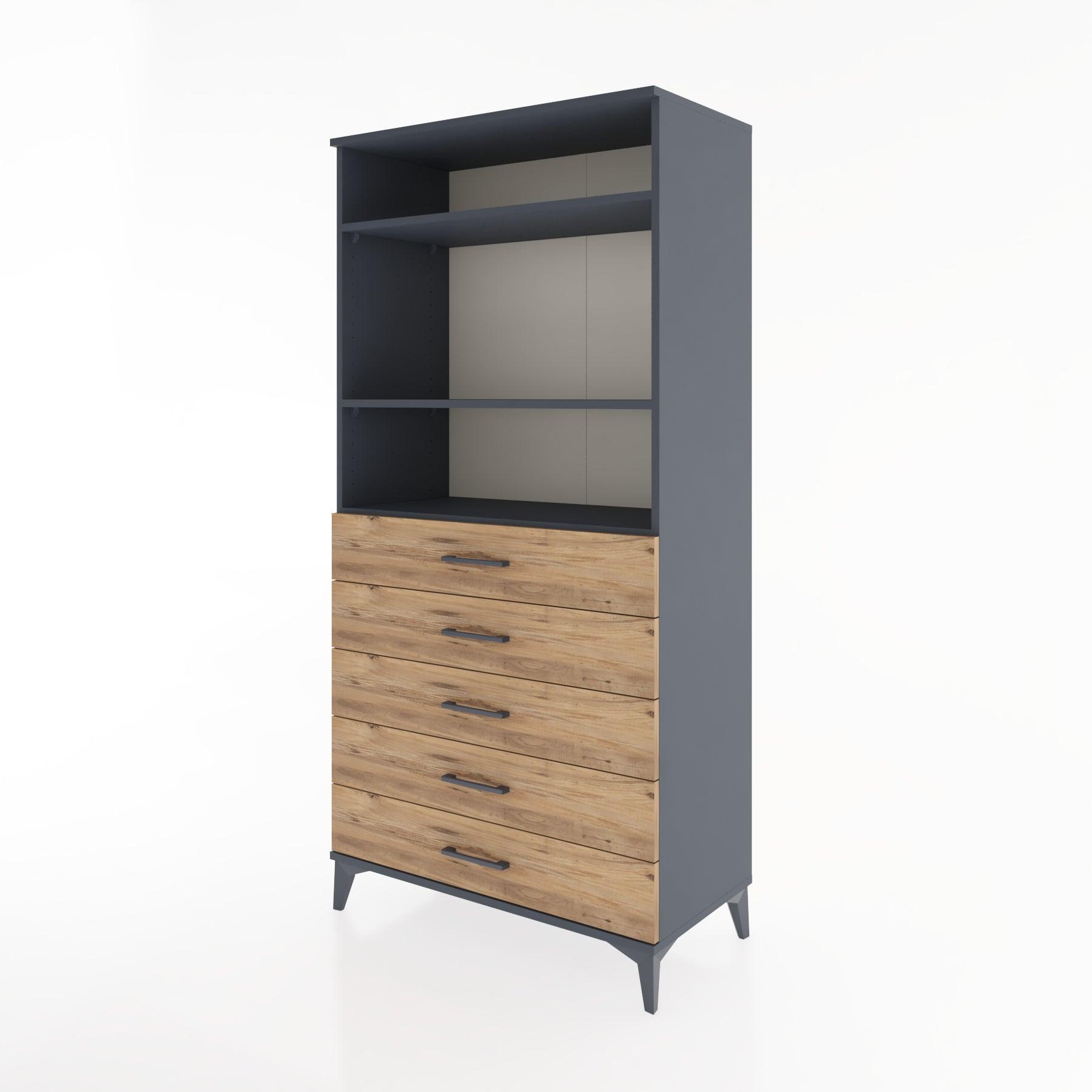 Woodntry Modular Cabinet Anthracite 88x44x170 cm with Drawers and Shelves CR35-2