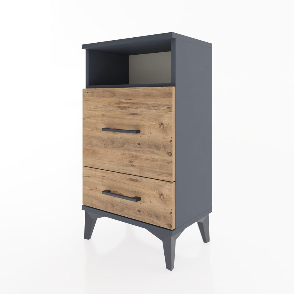 Woodntry Modüler Komodin 2 Çekmece ve Raflı V4 44x30x68 cm Antrasit - Woodntry