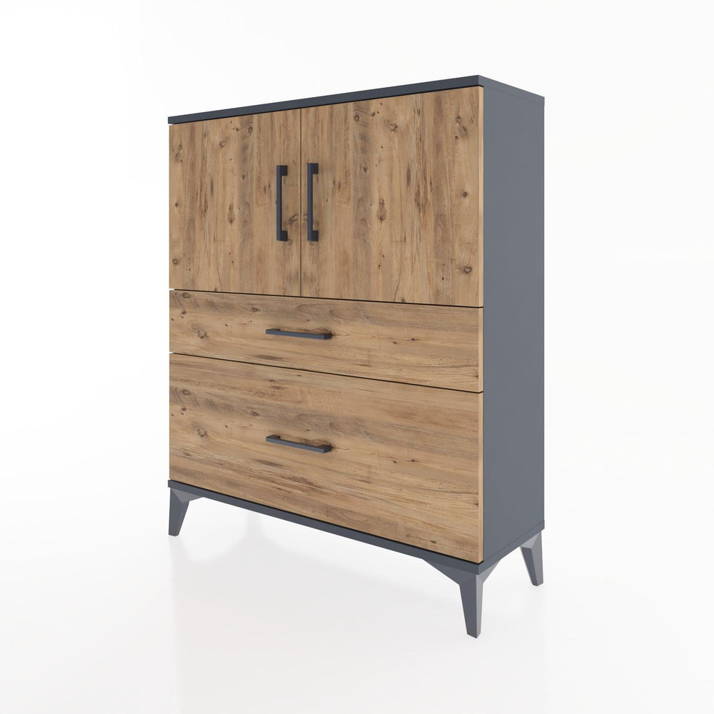 Woodntry Modüler Şifonyer Antrasit 88x30x94 cm Kapaklı ve Çekmeceli KC11-2