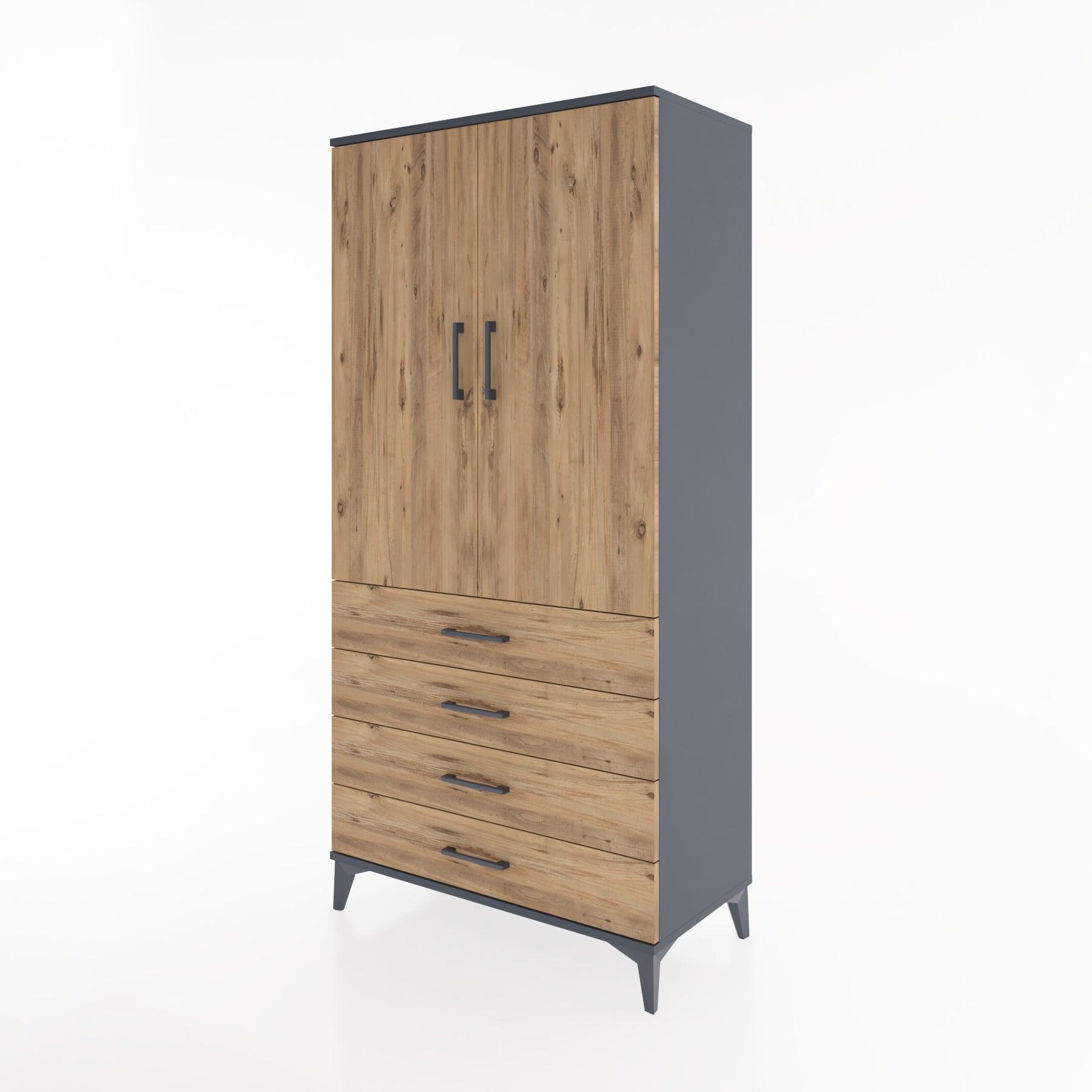 Woodntry Modular Cabinet Anthracite 88x44x170 cm with Doors and Drawers KC5-2