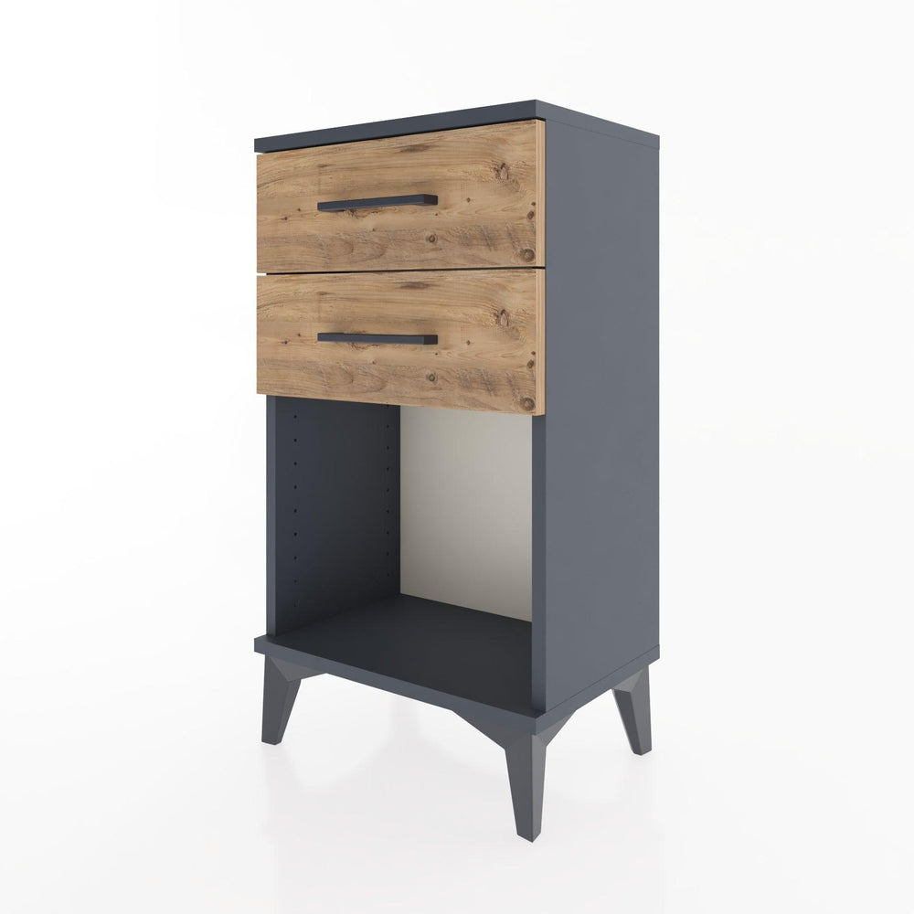 Woodntry Modüler Komodin 2 Çekmece ve Raflı V1 44x30x68 cm Antrasit - Woodntry