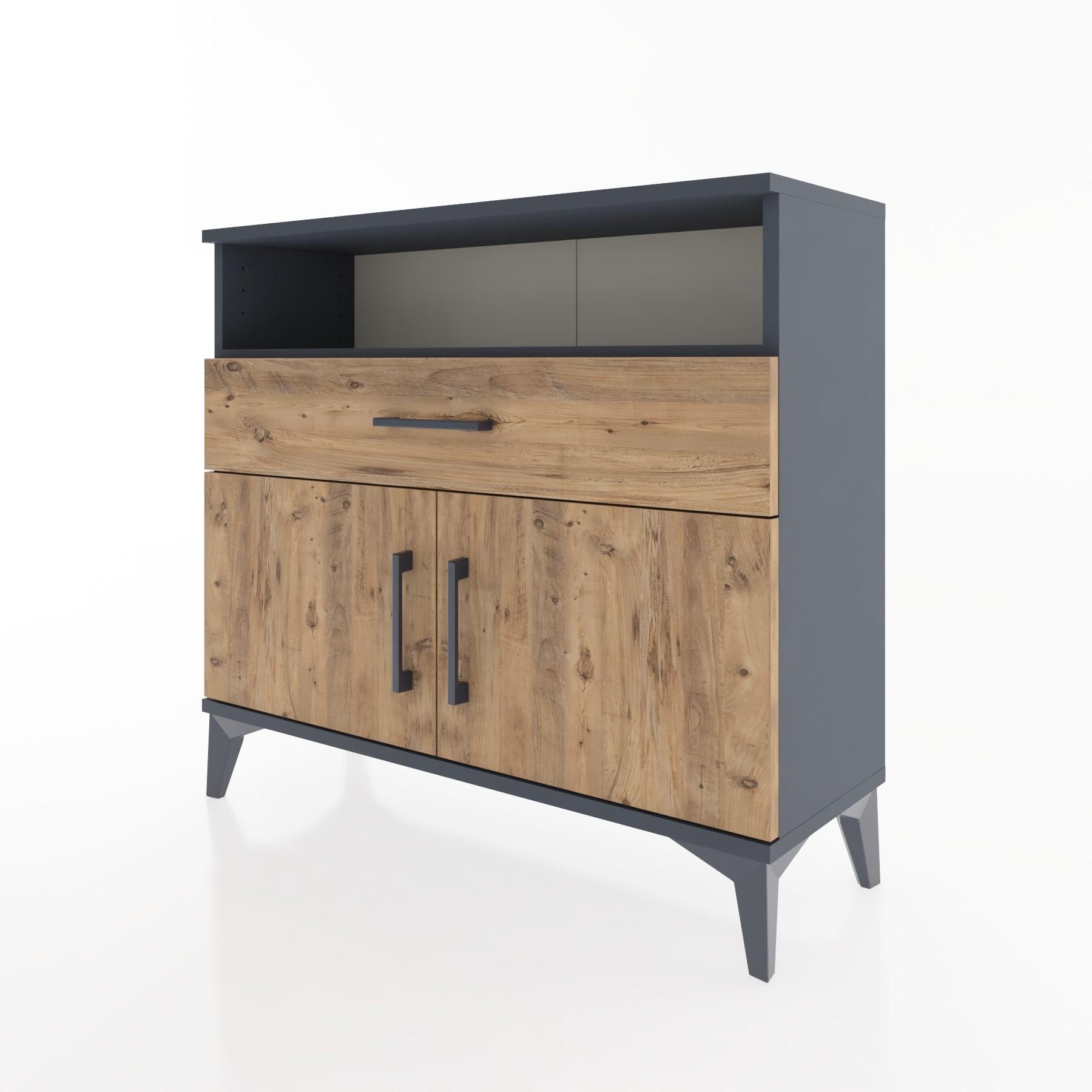 Woodntry Modüler Şifonyer Kapak Raf Çekmeceli 88x30x68 cm Antrasit - Woodntry