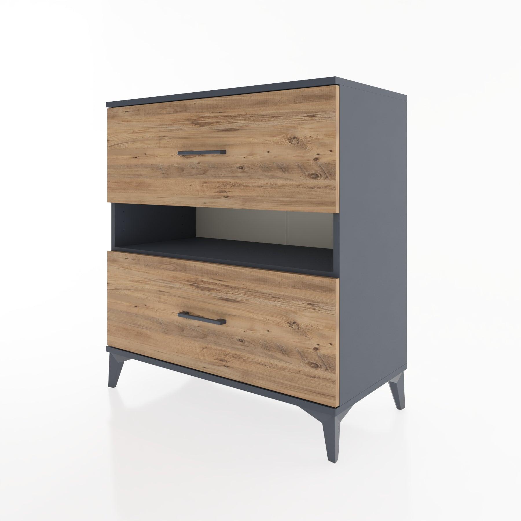 Woodntry Modüler Şifonyer Antrasit 88x44x84 cm Çekmeceli ve Raflı CR2-2