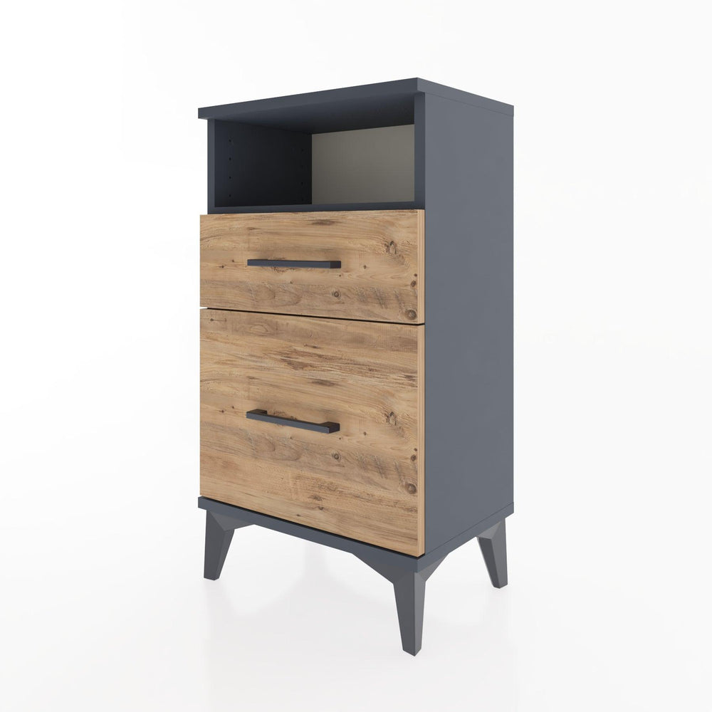 Woodntry Modüler Komodin 2 Çekmece ve Raflı V3 44x30x68 cm Antrasit - Woodntry