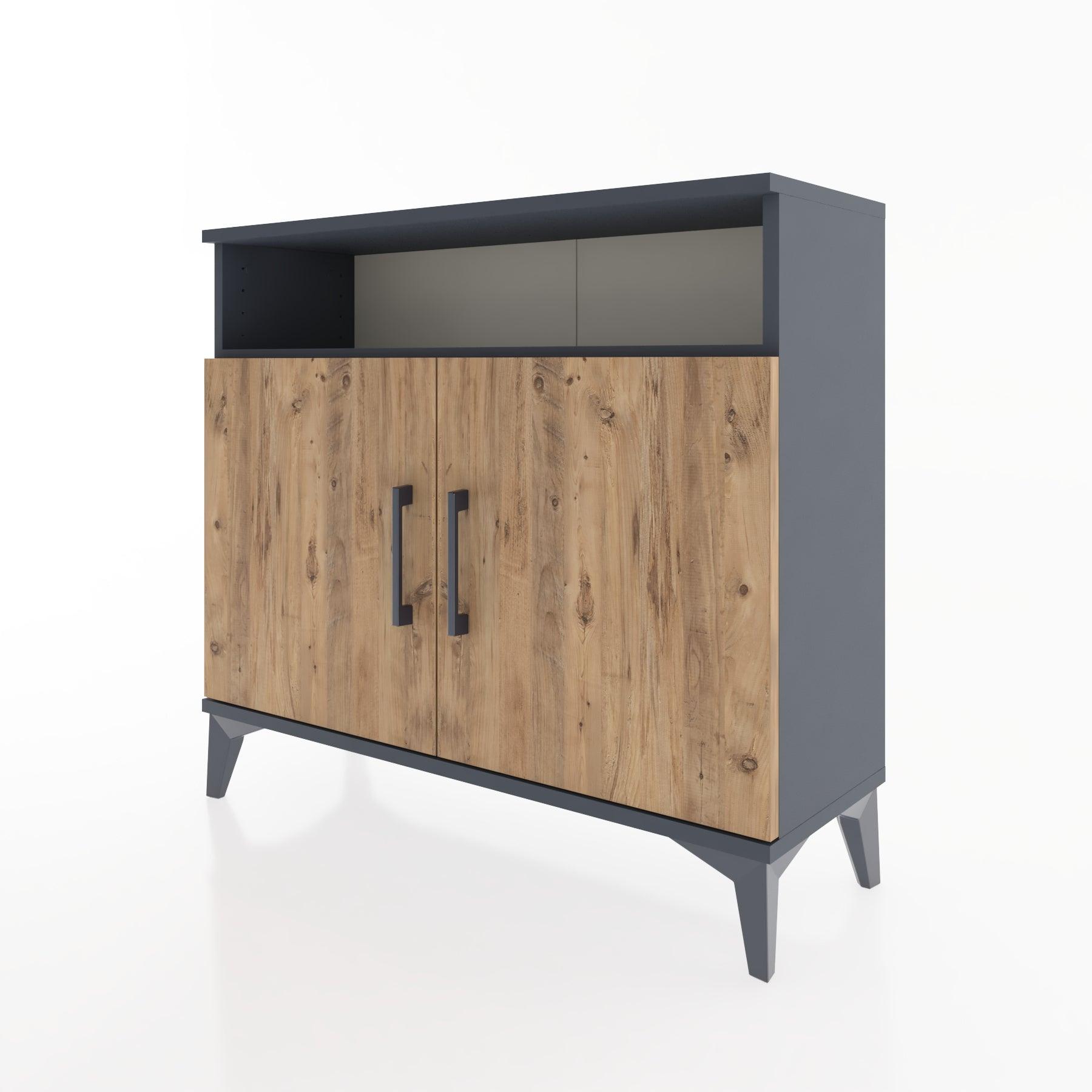 Woodntry Modüler Şifonyer Raf ve İki Kapaklı V1 88x30x68 cm Antrasit - Woodntry