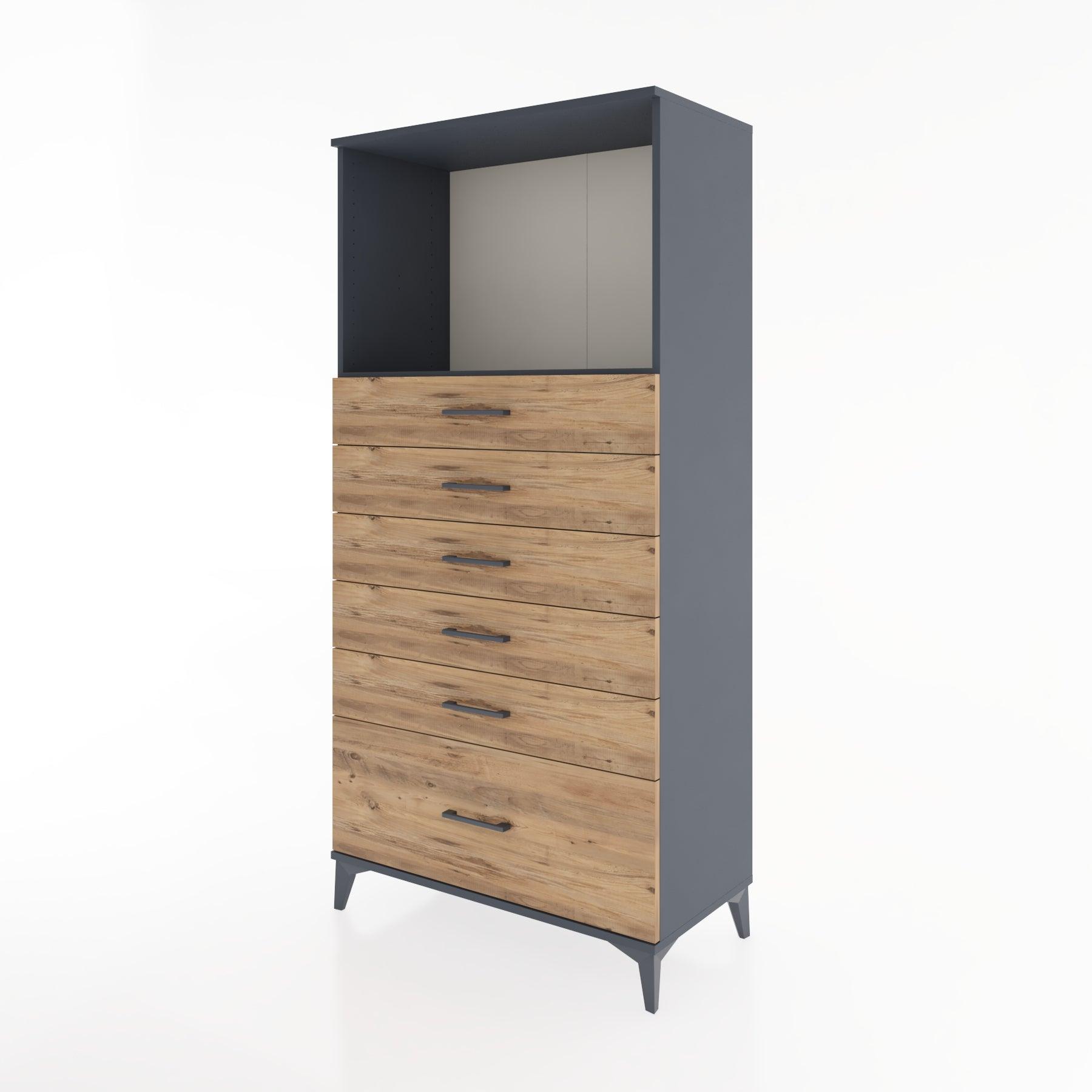 Woodntry Modular Cabinet Anthracite 88x44x170 cm with Drawers and Shelves CR39-2