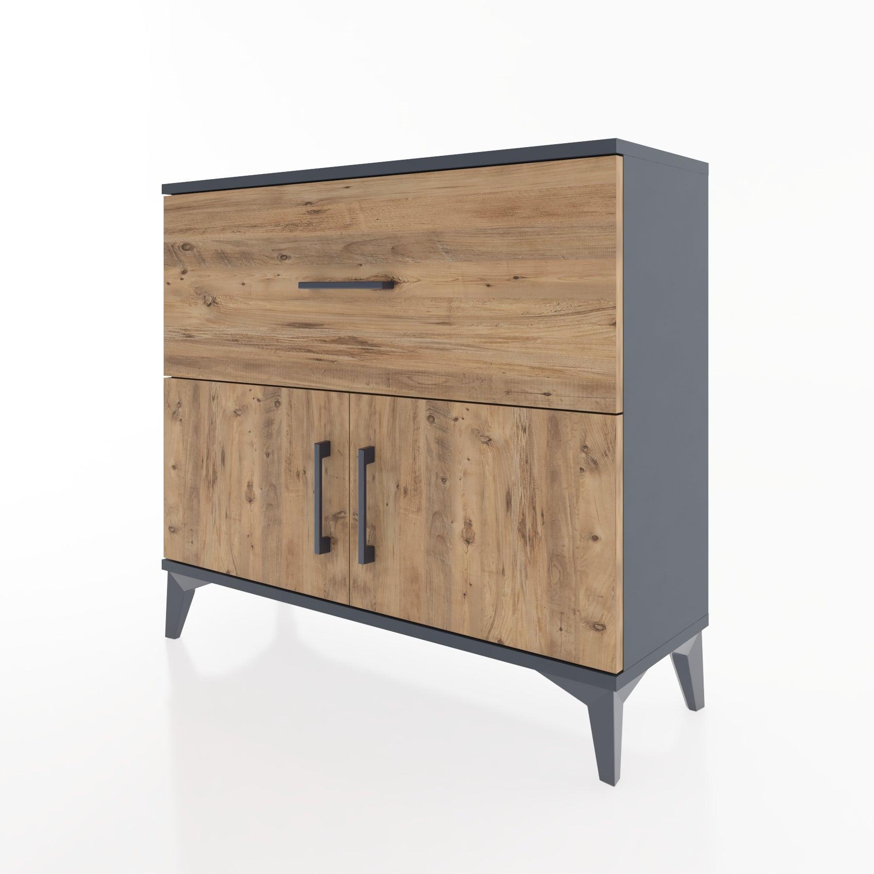 Woodntry Modüler Şifonyer Çekmece ve Kapaklı V2 88x30x68 cm Antrasit - Woodntry