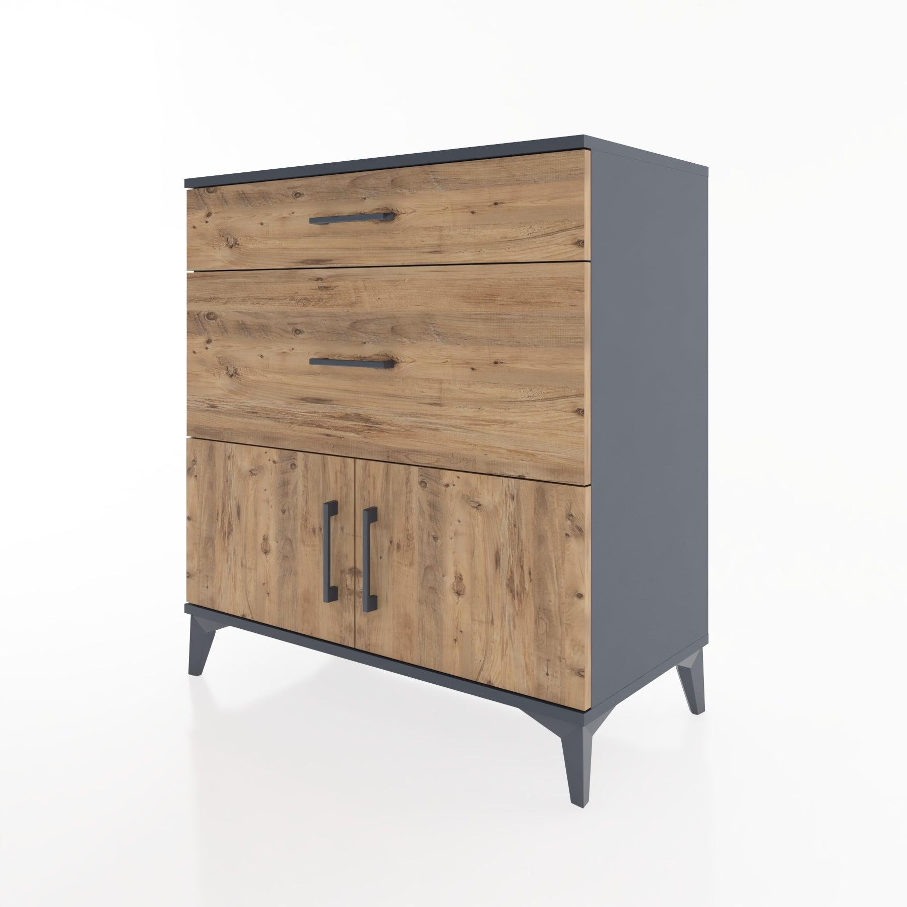 Woodntry Modular Dresser Anthracite 88x44x84 cm with Cover and Drawer KC116-2