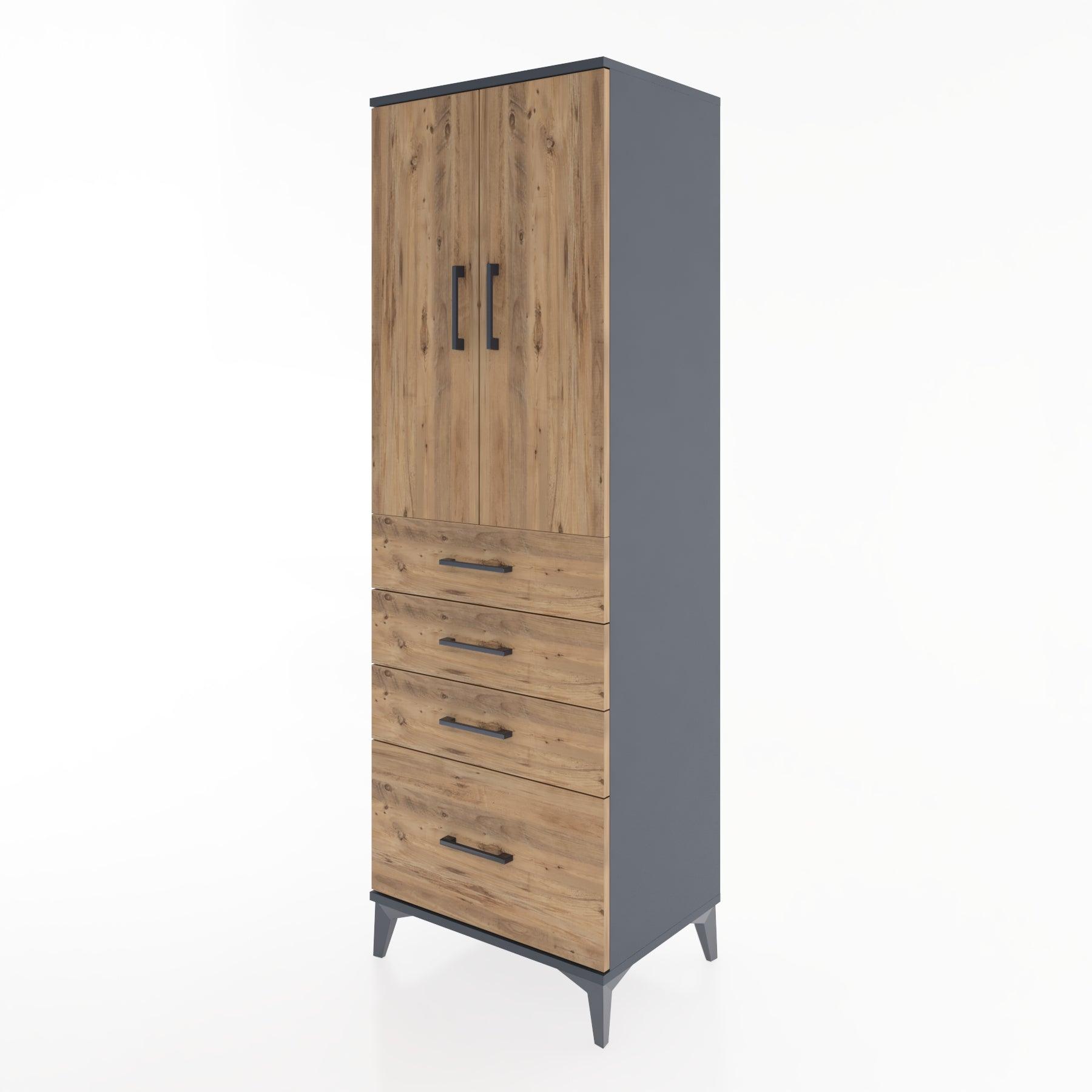 Woodntry Modular Cabinet Anthracite 60x44x170 cm with Doors and Drawers KC13-2