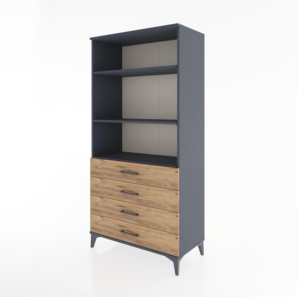 Woodntry Modüler Dolap Antrasit 88x44x170 cm Çekmeceli ve Raflı CR36-2
