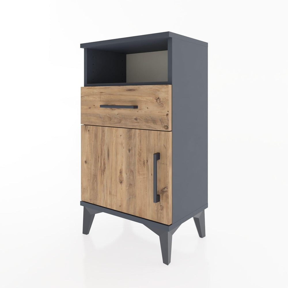 Woodntry Modüler Komodin Raf Çekmece Kapaklı 44x30x68 cm Antrasit - Woodntry