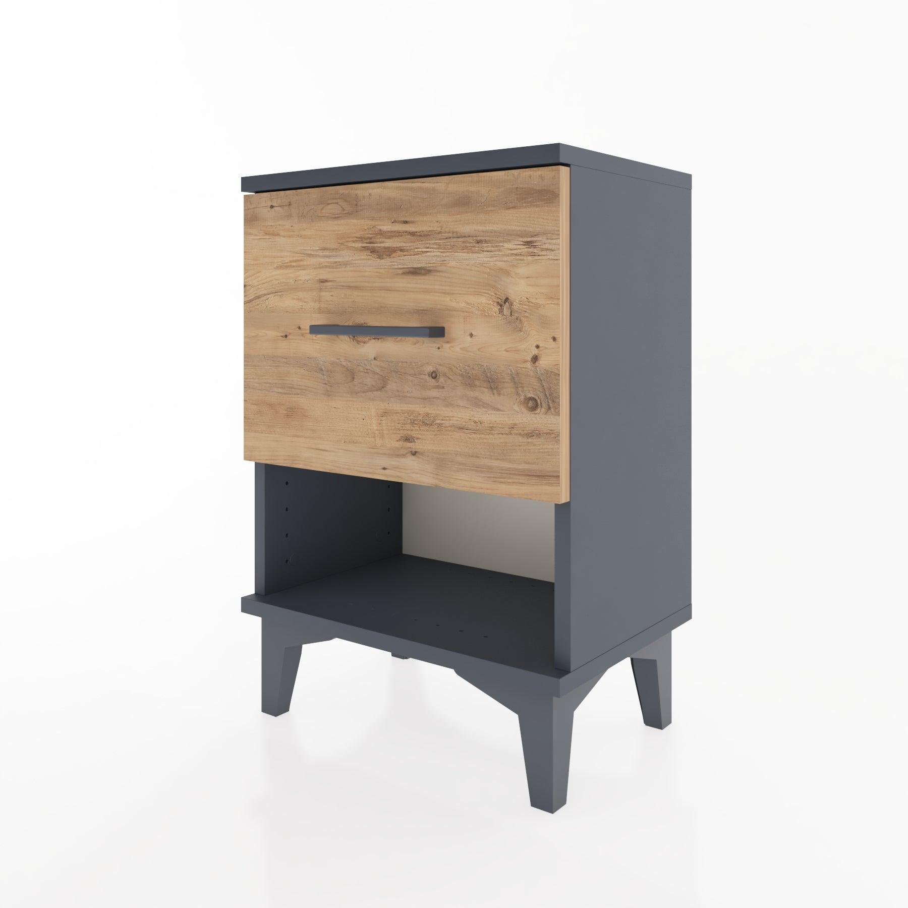 Woodntry Modüler Komodin Tek Çekmece ve Raflı 44x30x52 cm Antrasit - Woodntry