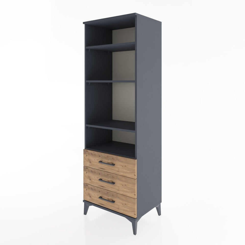 Woodntry Modüler Dolap Antrasit 60x44x170 cm Çekmeceli ve Raflı CR37-2