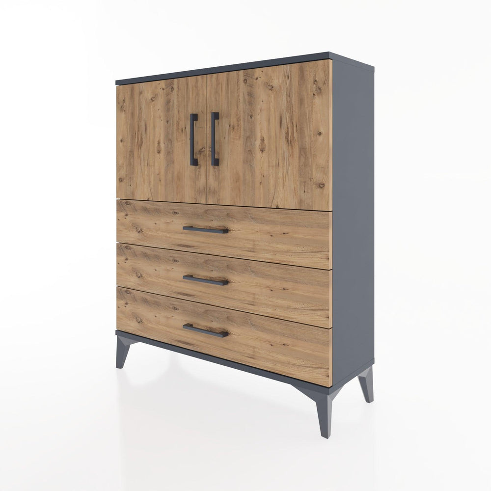 Woodntry Modüler Şifonyer Antrasit 88x30x94 cm Kapaklı ve Çekmeceli KC7-2