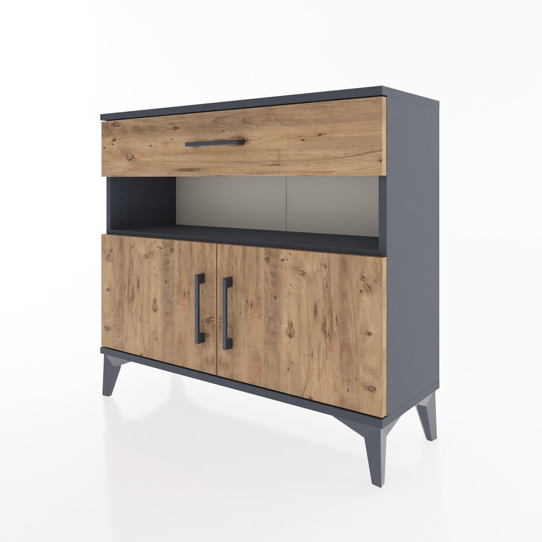 Woodntry Modüler Şifonyer Çekmece ve Kapaklı T1 88x30x94 cm Antrasit - Woodntry