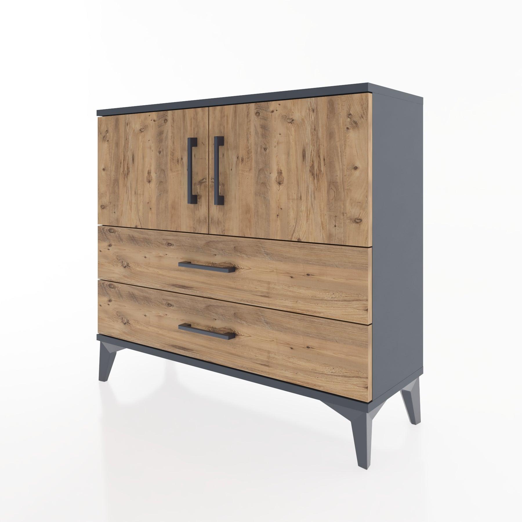 Woodntry Modüler Şifonyer Kapak ve Çekmeceli T1 88x30x94 cm Antrasit - Woodntry