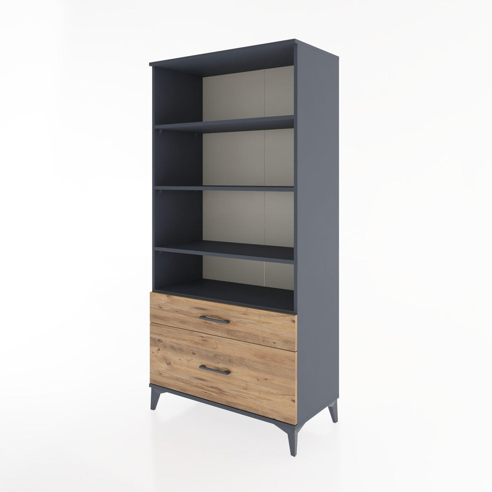 Woodntry Modüler Dolap Antrasit 88x44x170 cm Çekmeceli ve Raflı CR43-2