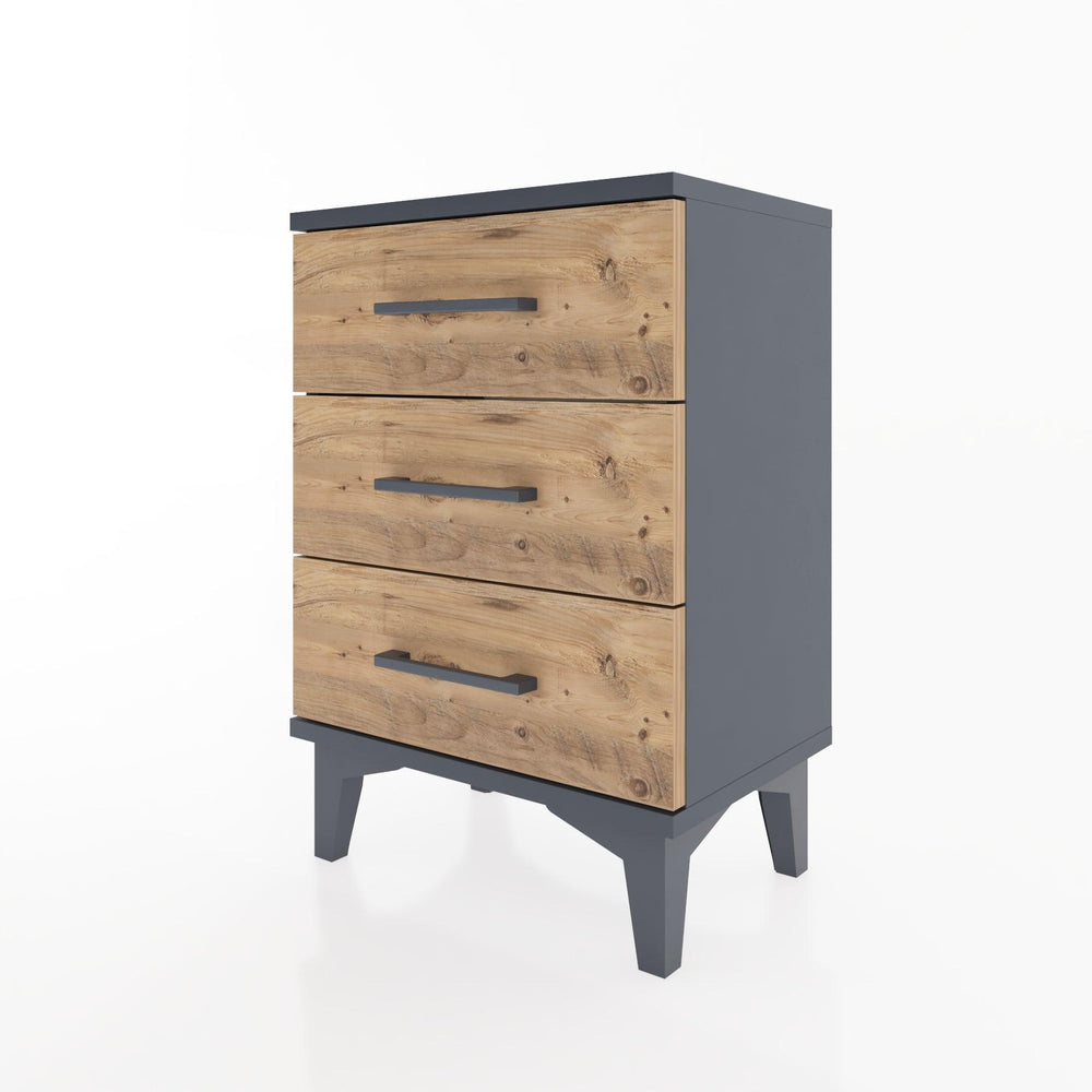 Woodntry Modüler Komodin Üç Çekmeceli 44x30x52 cm Antrasit - Woodntry