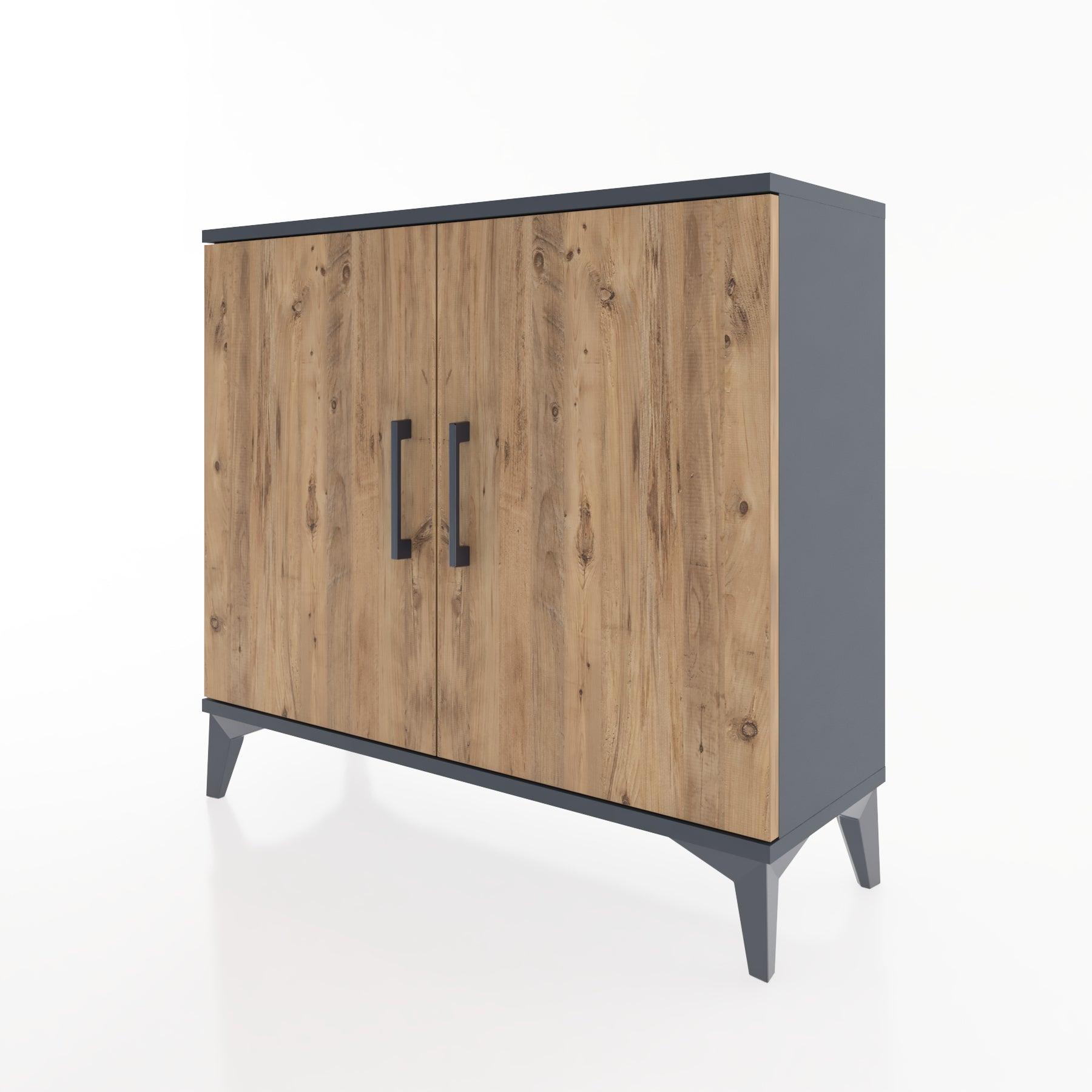 Woodntry Modüler Şifonyer İki Kapaklı V2 88x30x68 cm Antrasit - Woodntry